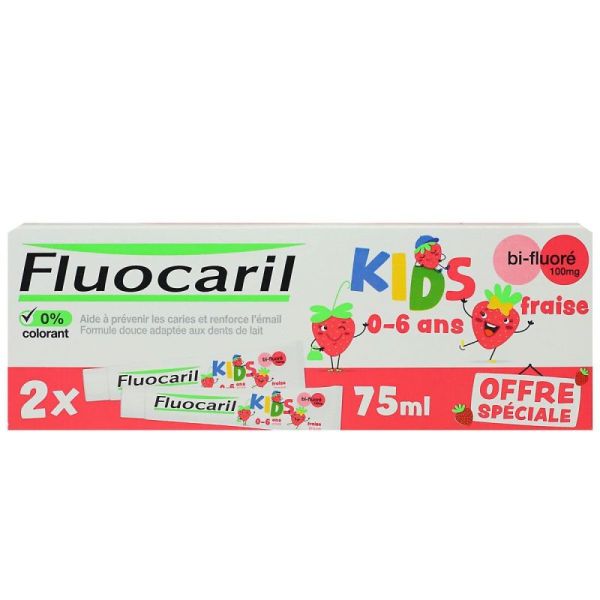 Fluocaril Kids Gel Fraise 75Mlx2